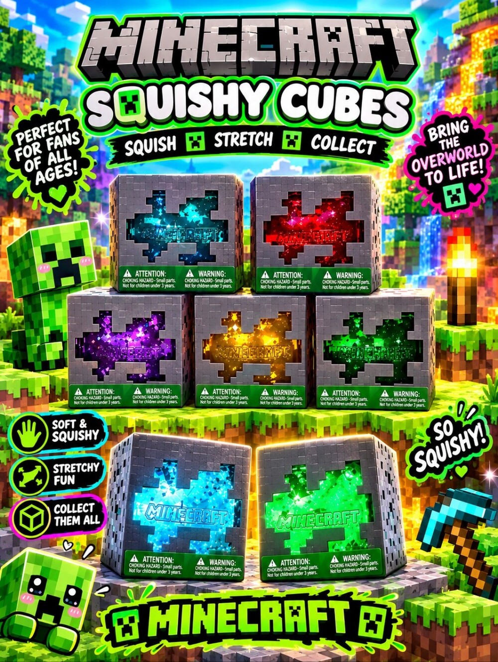 MINECRAFT Jelly Cubes (COMPLETE SET OF 5)